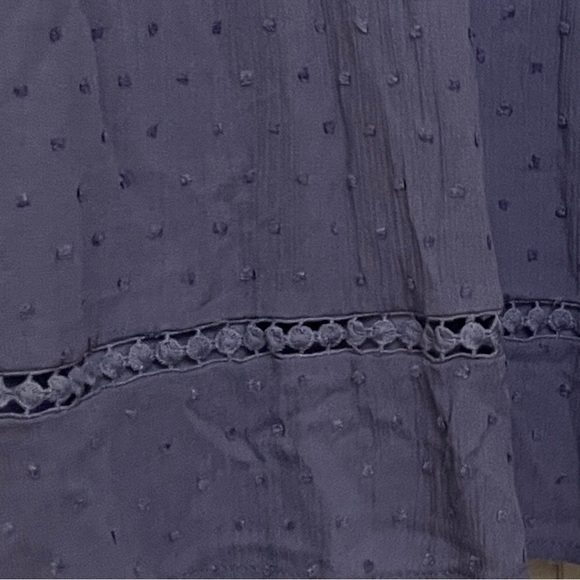 Lucky Brand Embroidered Boho Dress NWT XL Swiss Dot Blue with Tassels - Picture 11 of 11